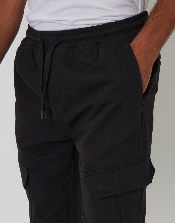 Black Slim Fit Cargo Pocket Jogger Style Trousers