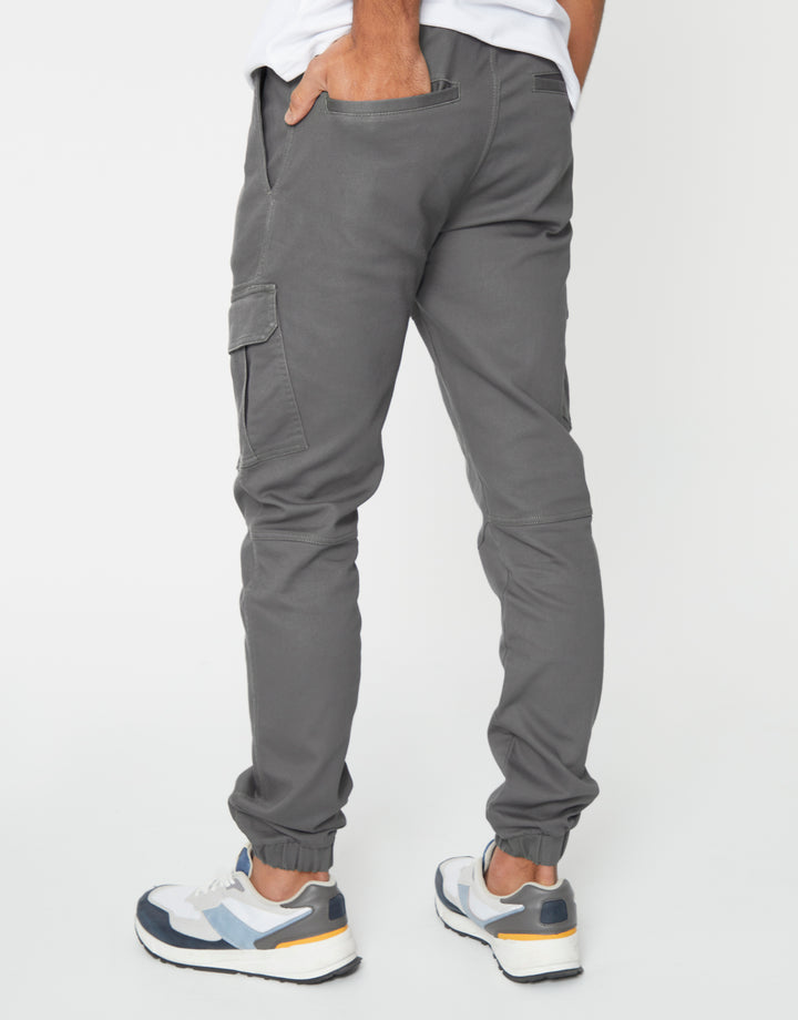Slate Grey Slim Fit Cargo Pocket Jogger Style Trousers