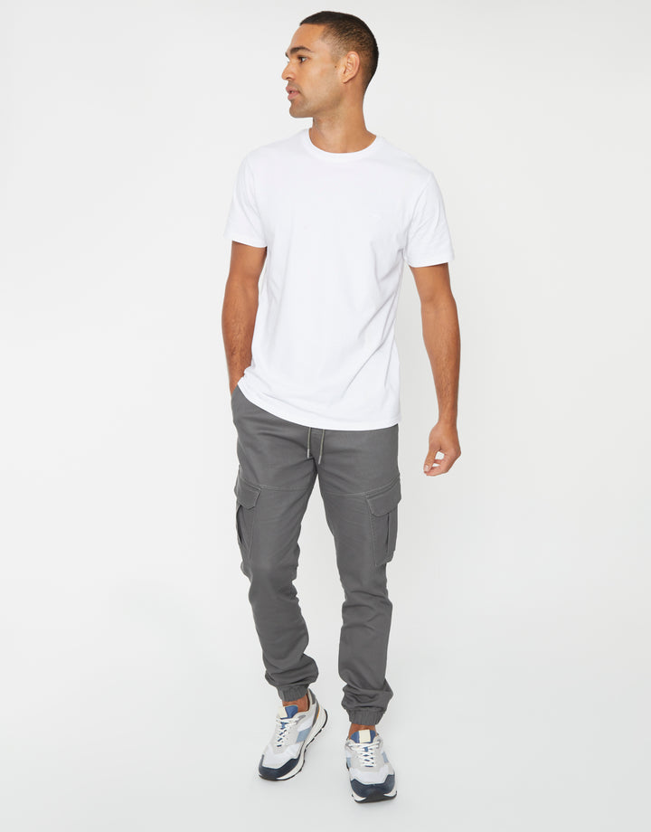 Slate Grey Slim Fit Cargo Pocket Jogger Style Trousers