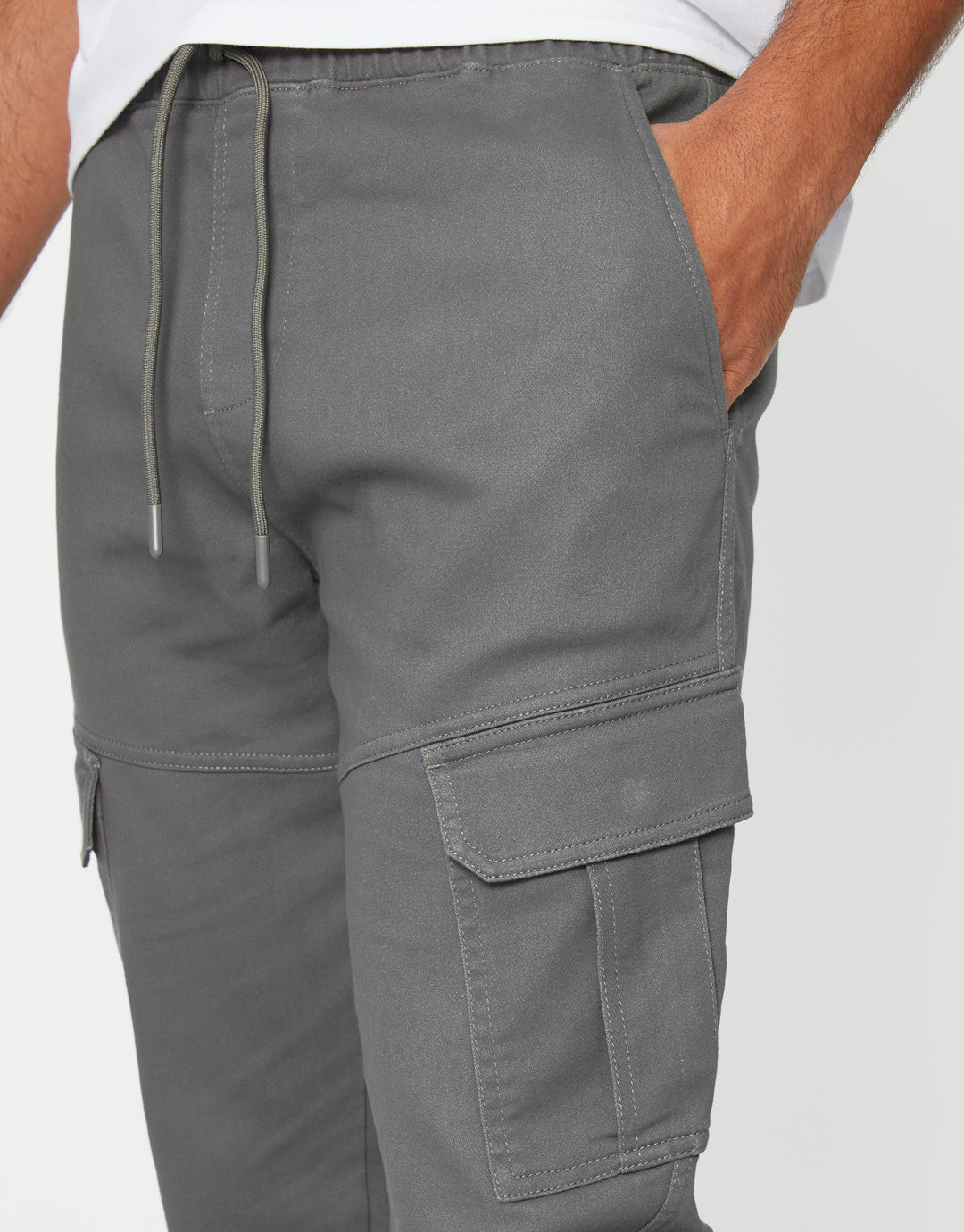 Slate Grey Slim Fit Cargo Pocket Jogger Style Trousers