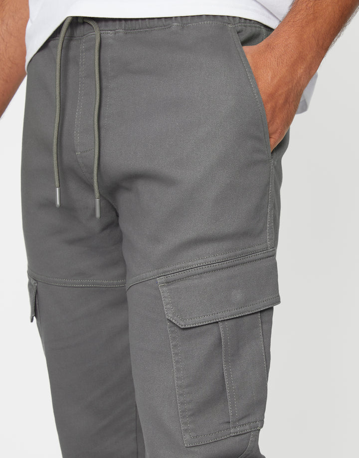 Slate Grey Slim Fit Cargo Pocket Jogger Style Trousers