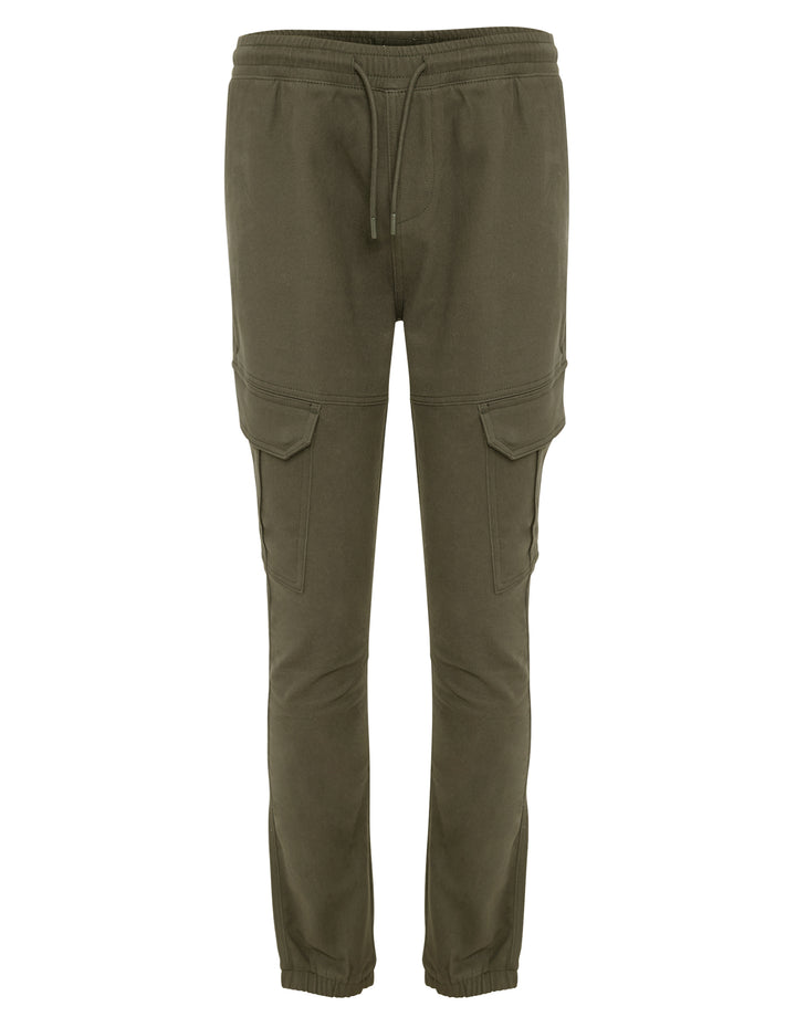 Khaki Green Slim Fit Cargo Pocket Jogger Style Trousers