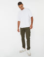 Slim Fit Cargo Pocket Jogger Style Trousers in Khaki Green