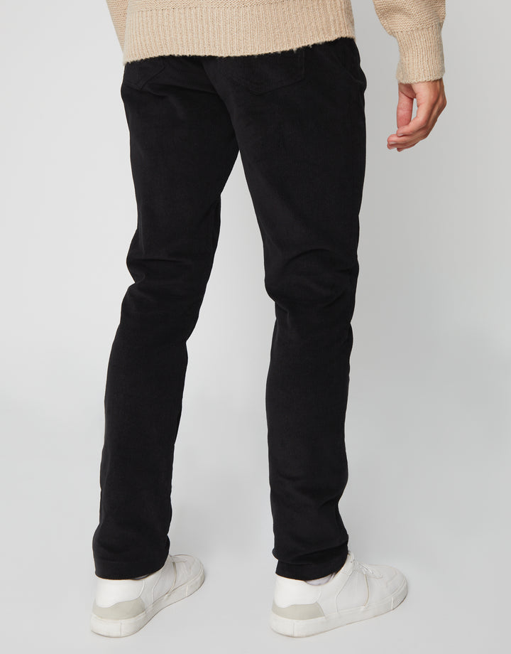 Black Corduroy 5 Pocket Trousers