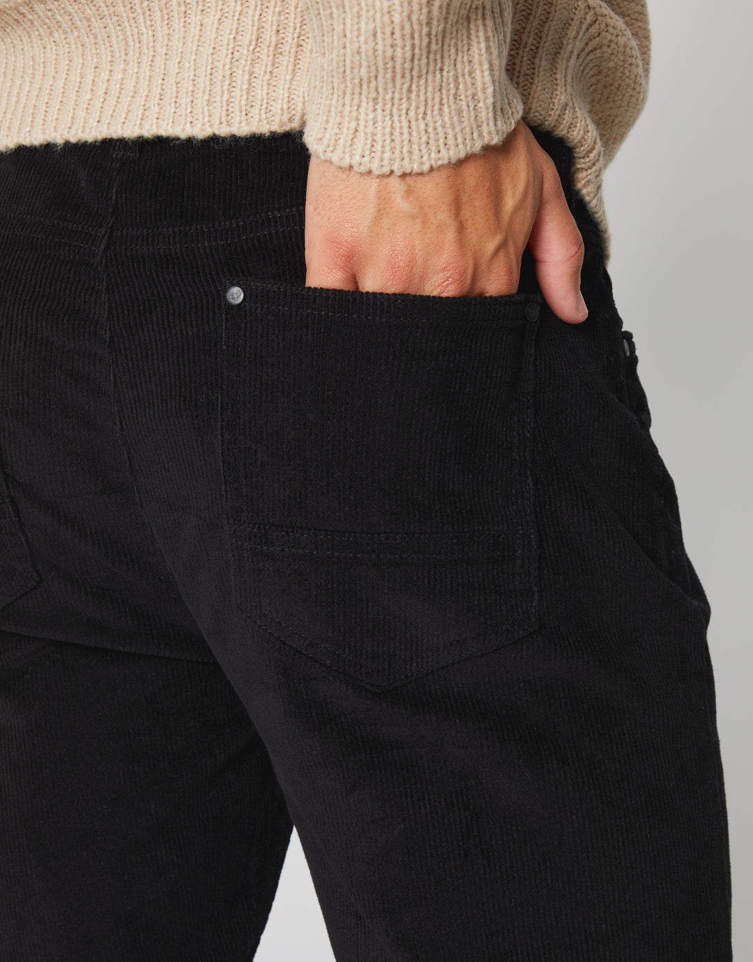 Black Corduroy 5 Pocket Trousers