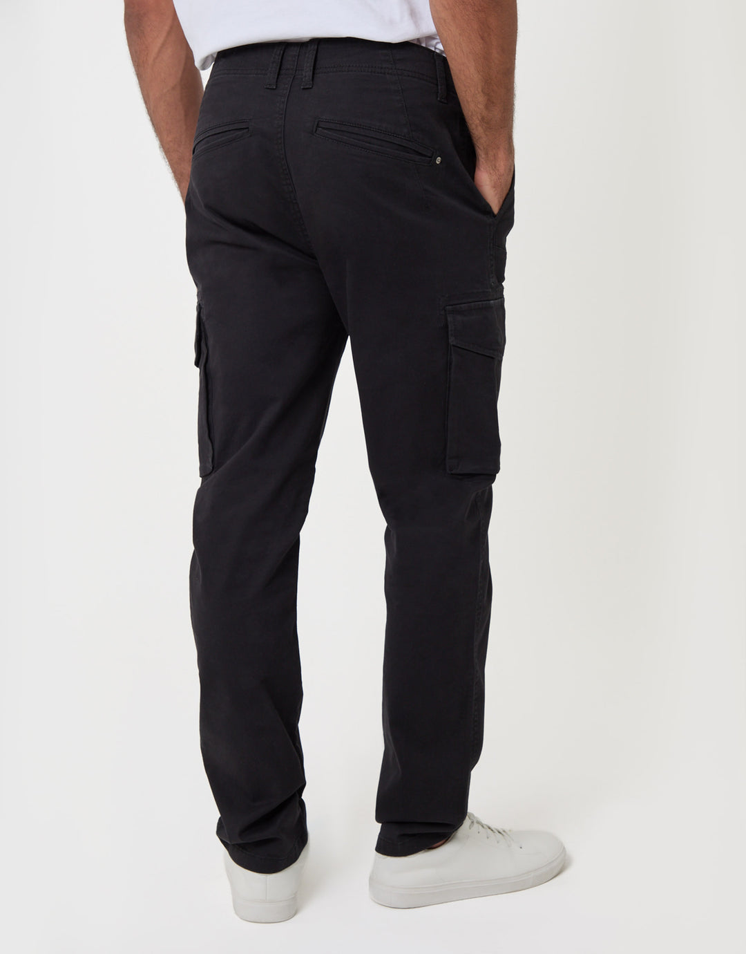 Threadbare Slim Fit Cargo Style Trouser in Black - back view