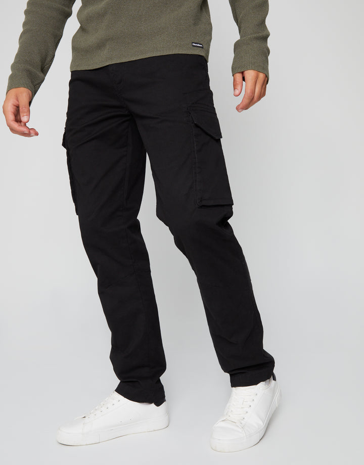 Black Slim Fit Cargo Style Trouser