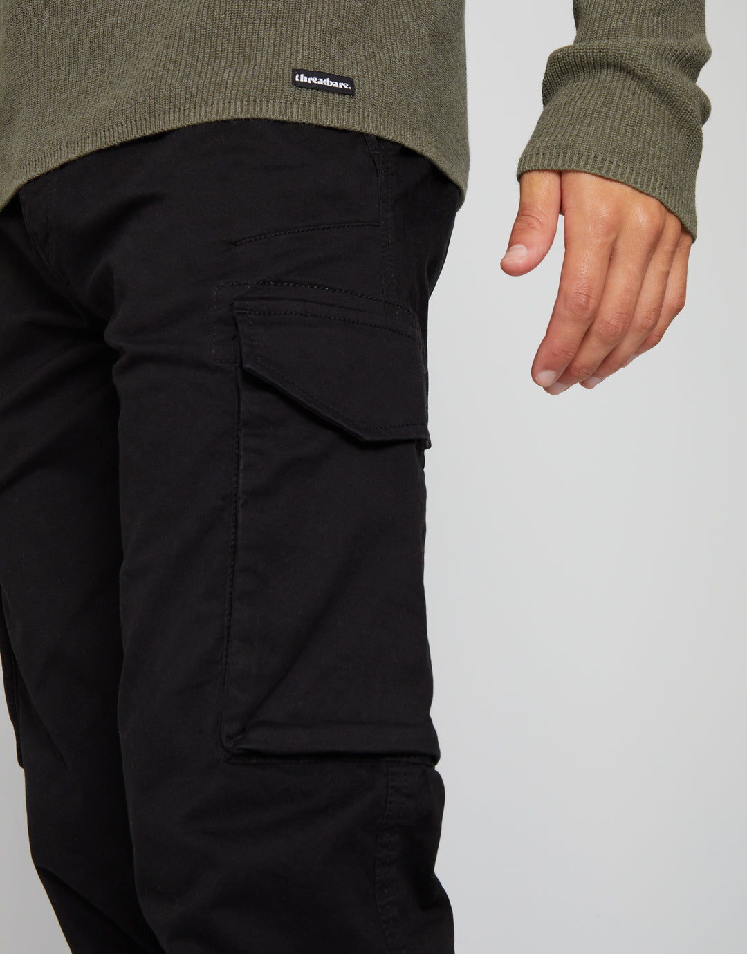 Black Slim Fit Cargo Style Trouser