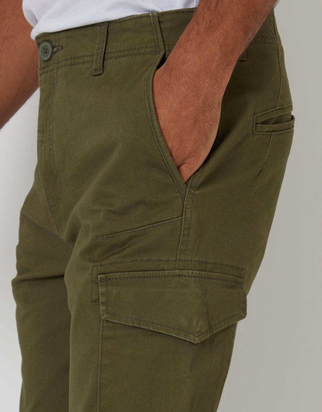 Khaki Green Slim Fit Cargo Style Trouser