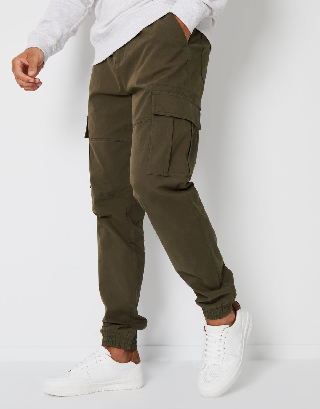 Khaki Green Jogger Style Cargo Trousers
