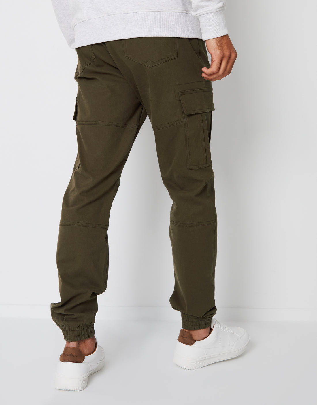 Men's Khaki Green Jogger Style Slim Fit Cargo Trousers – Threadbare