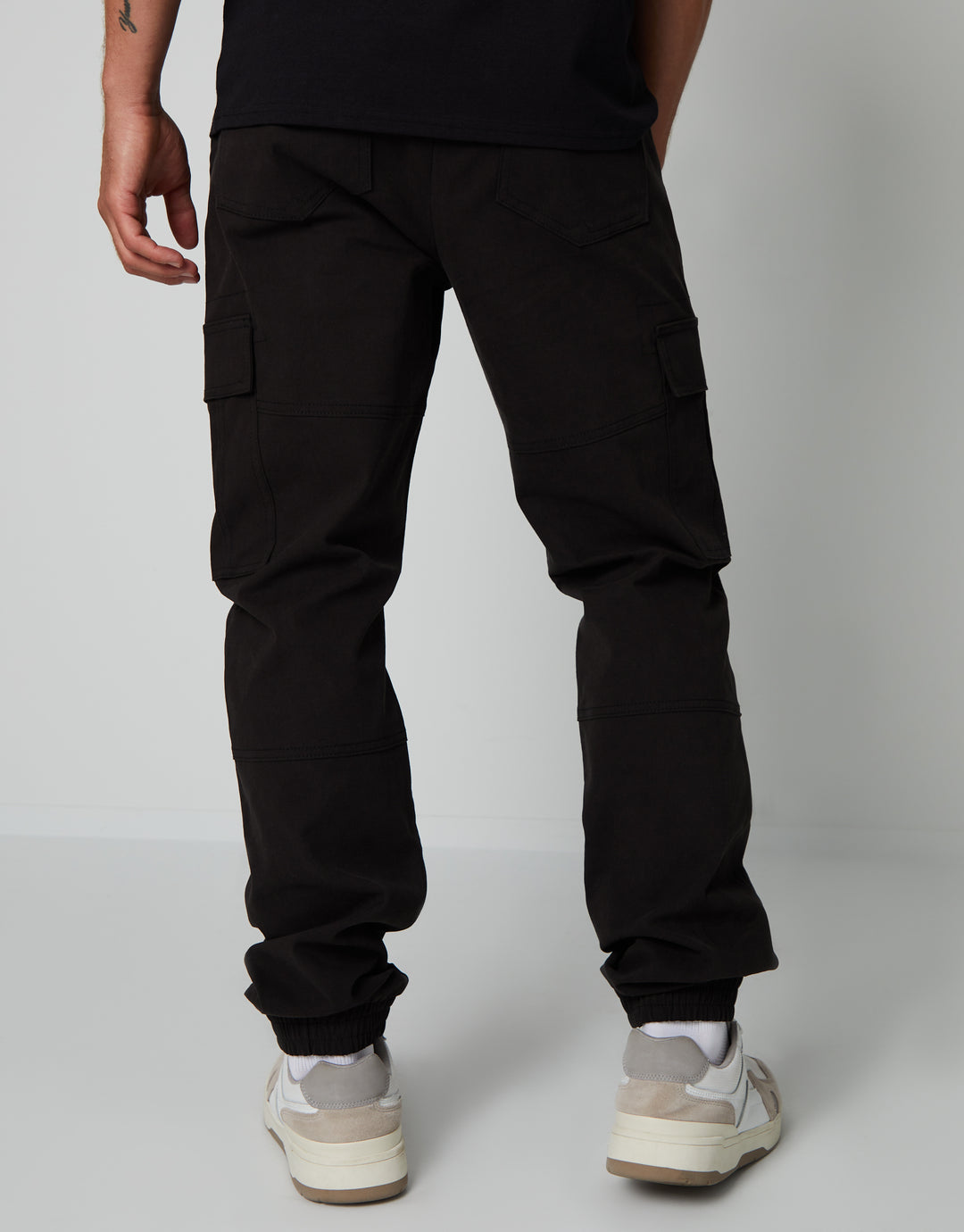 Black Jogger Style Cargo Trousers