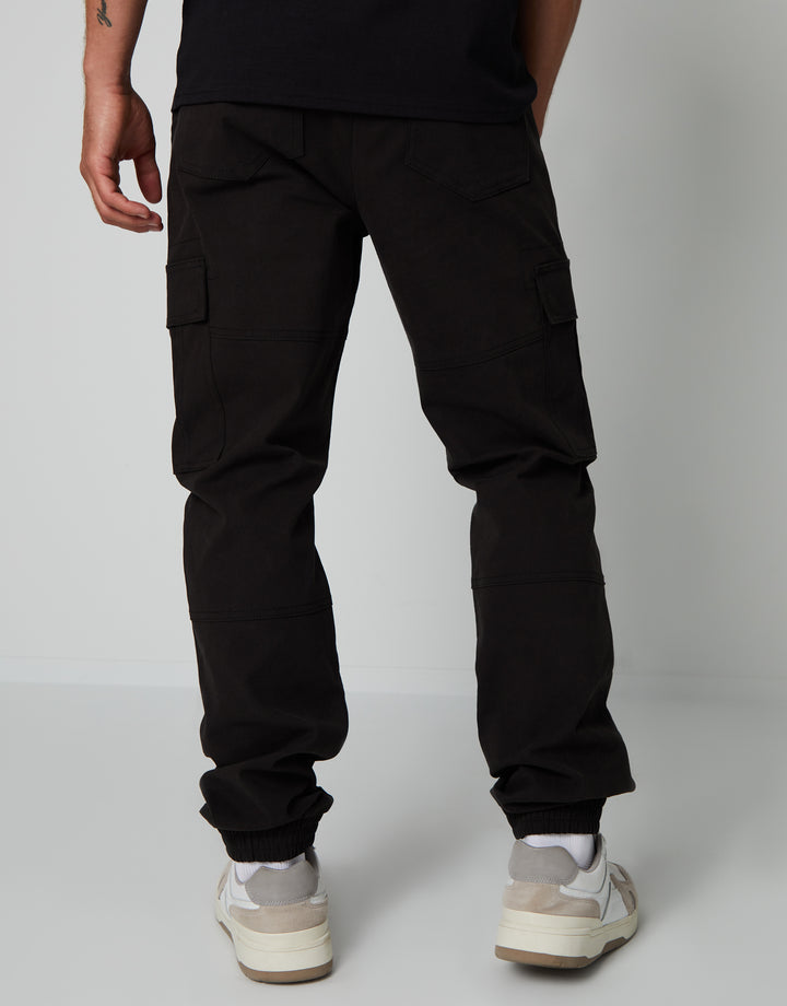 Black Jogger Style Cargo Trousers