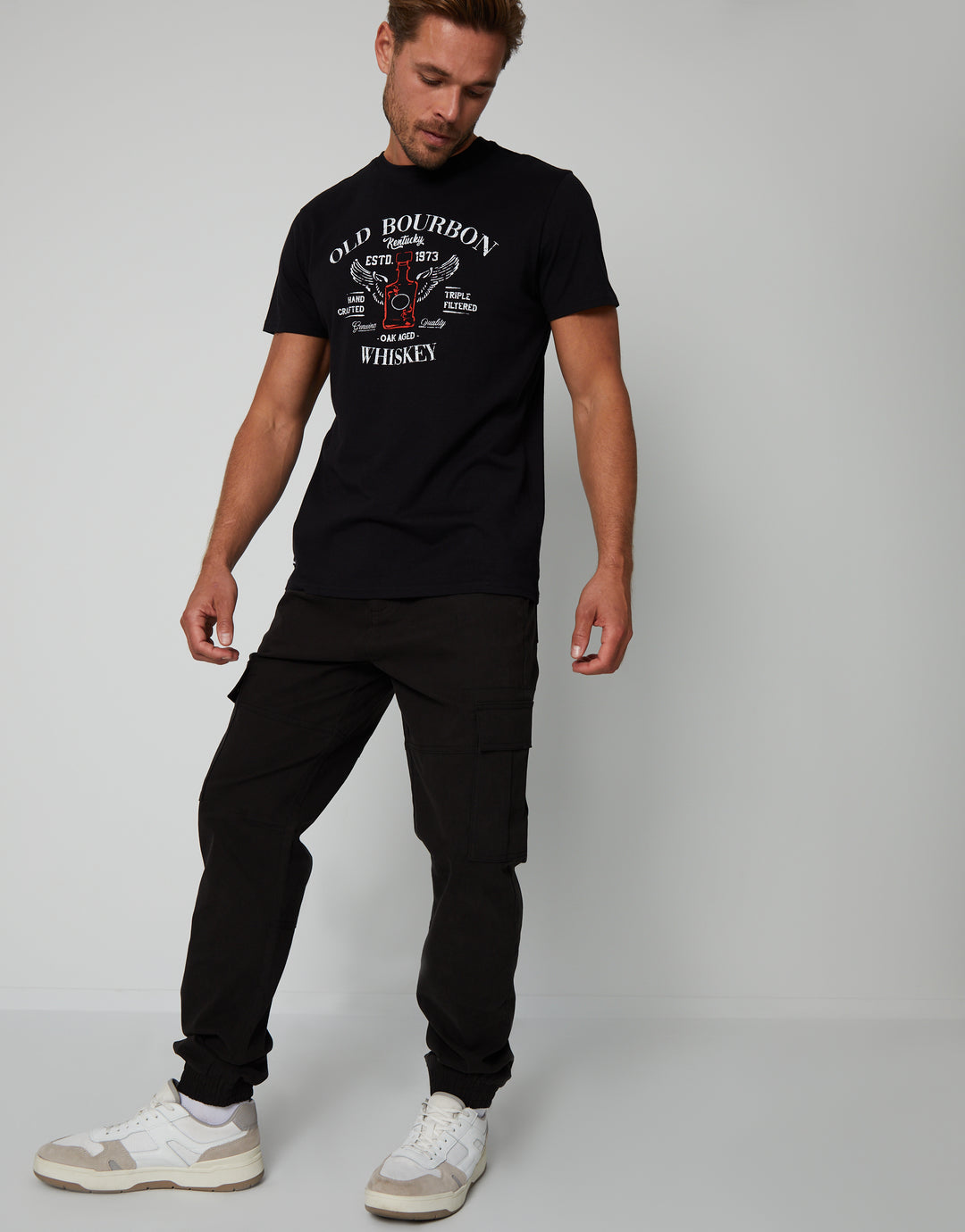 Black Jogger Style Cargo Trousers