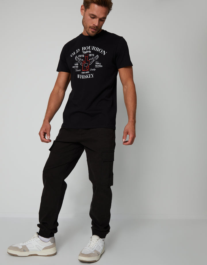 Black Jogger Style Cargo Trousers