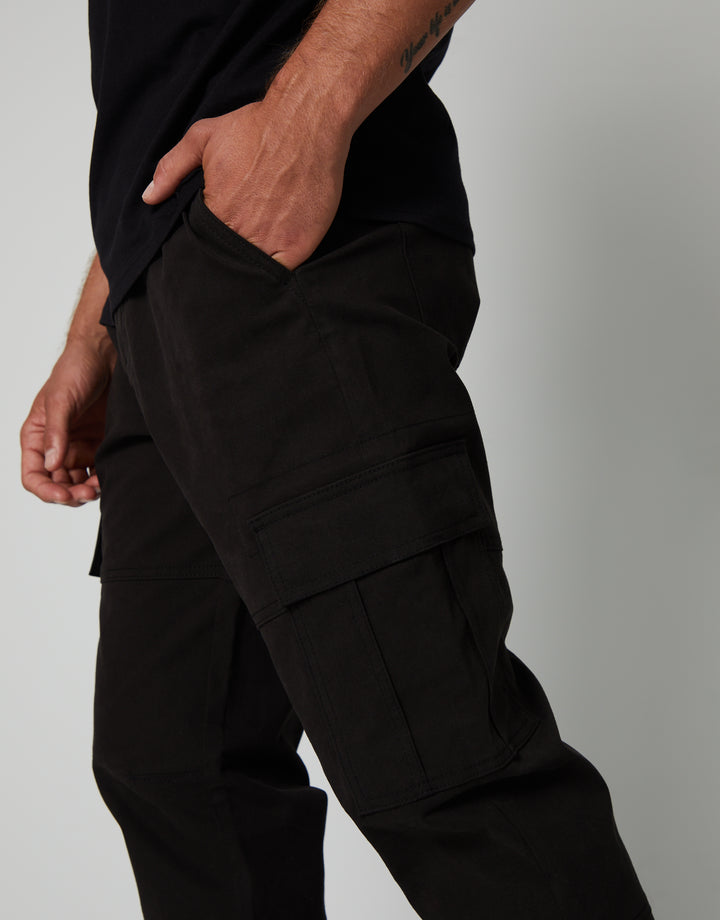 Black Jogger Style Cargo Trousers