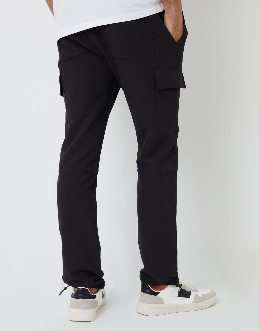 Threadbare Luxe Men's Black Stretch Cargo Pocket Trousers