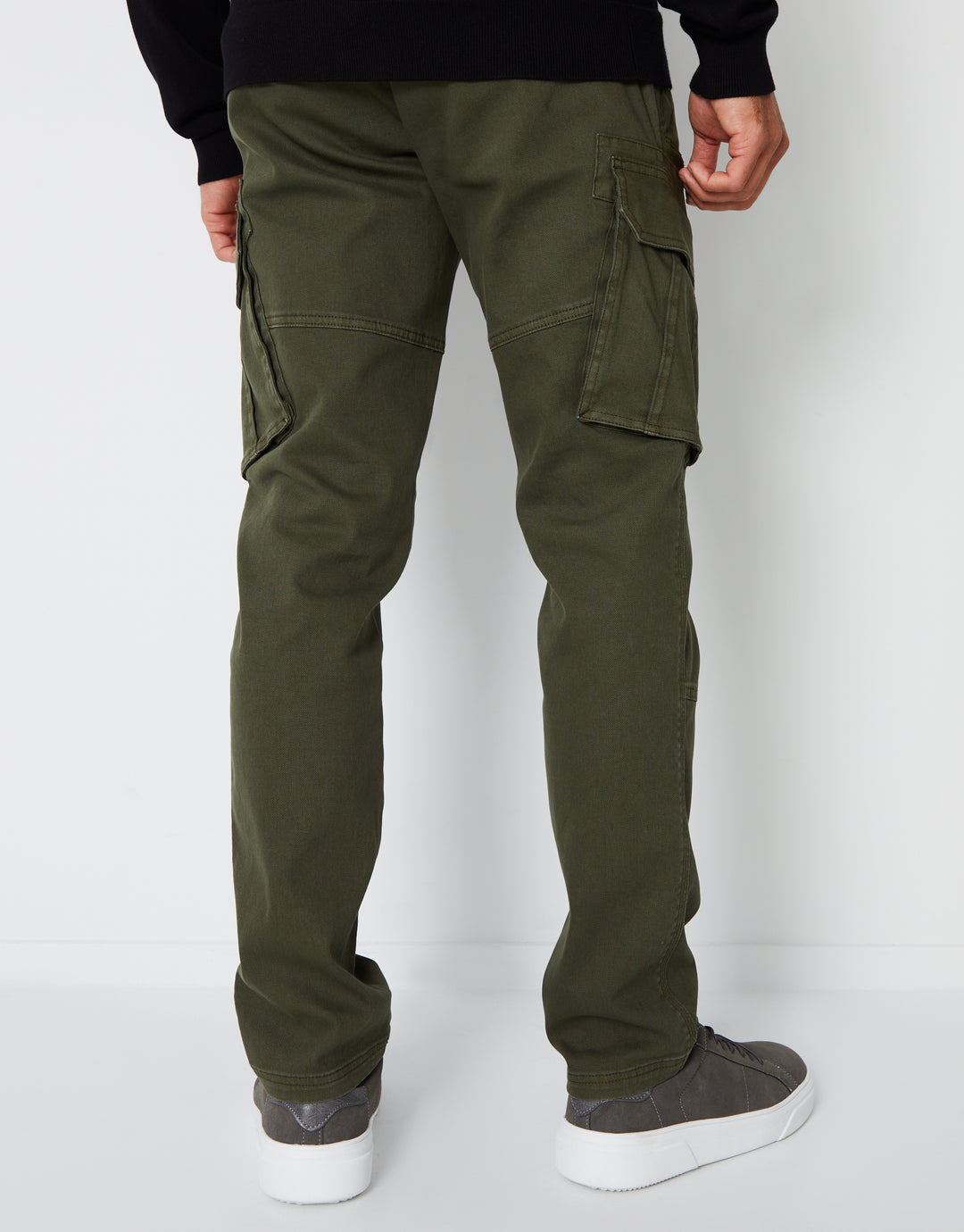 Khaki Green Cargo Pocket Stretch Trousers