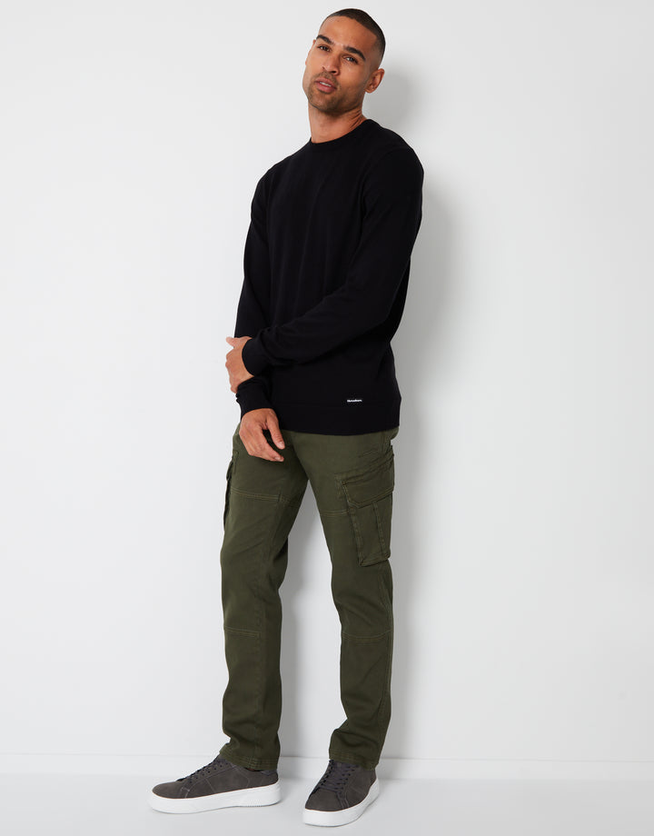 Khaki Green Cargo Pocket Stretch Trousers