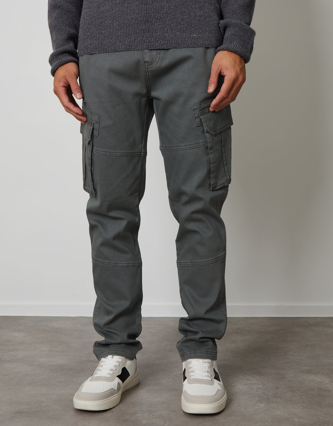 Slate Grey Cargo Pocket Stretch Trousers