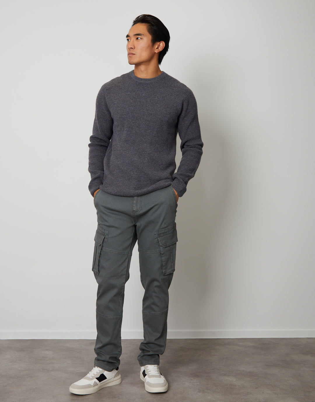 Slate Grey Cargo Pocket Stretch Trousers