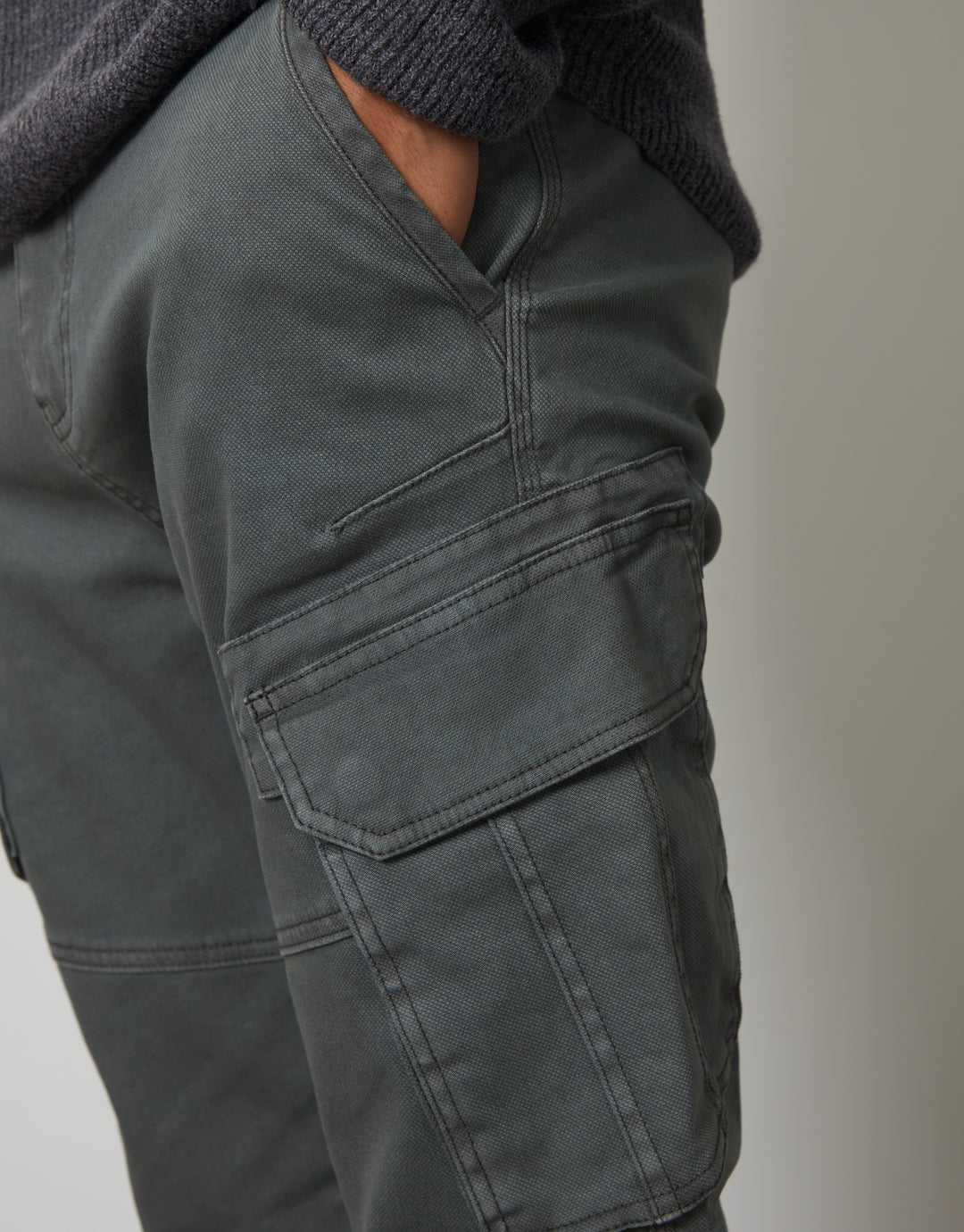 Slate Grey Cargo Pocket Stretch Trousers