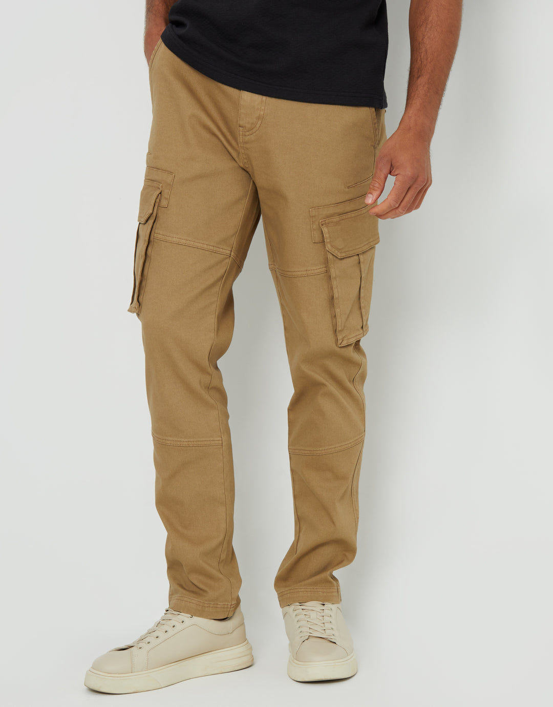 Dark Stone Cargo Pocket Stretch Trousers