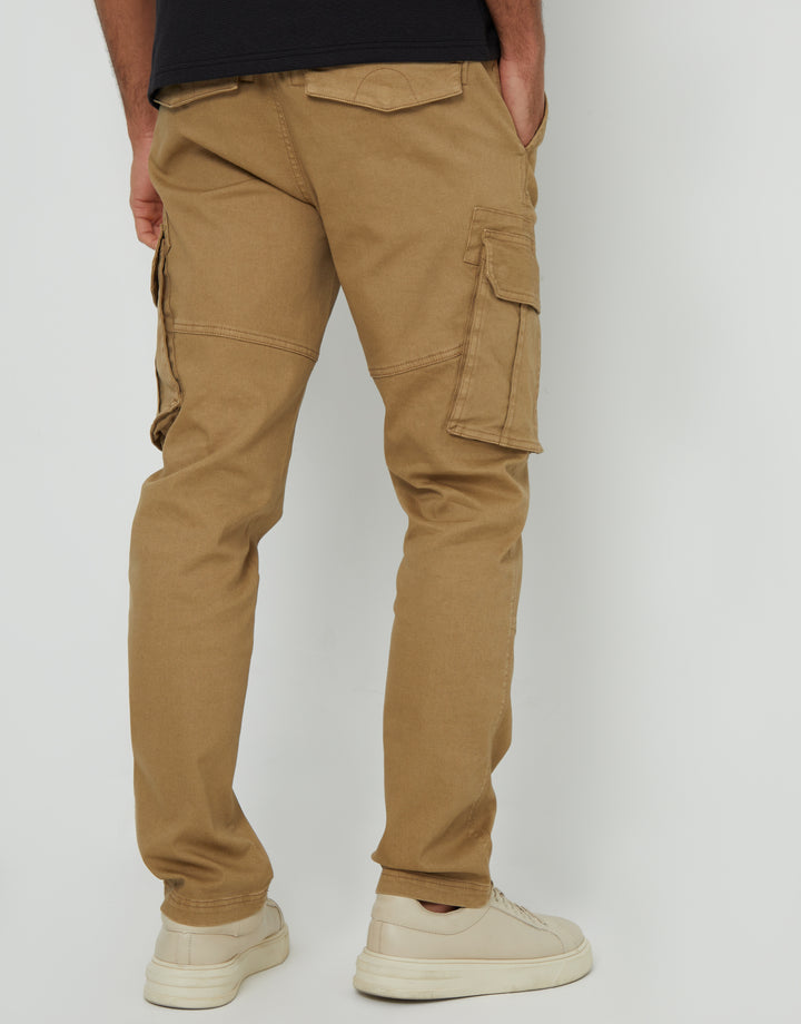 Dark Stone Cargo Pocket Stretch Trousers