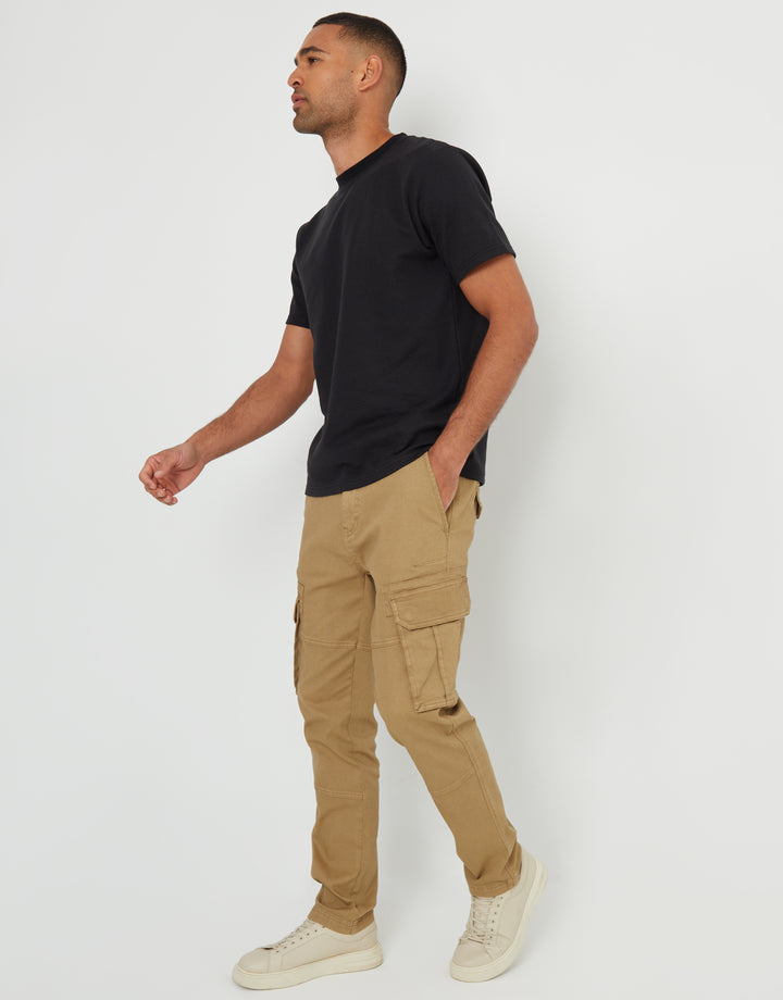 Dark Stone Cargo Pocket Stretch Trousers