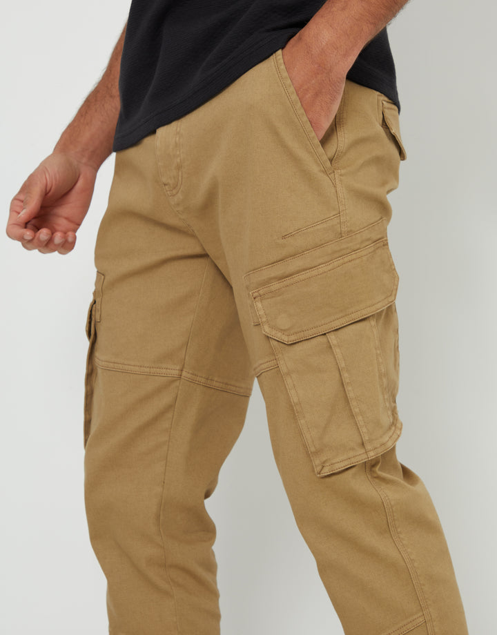 Dark Stone Cargo Pocket Stretch Trousers