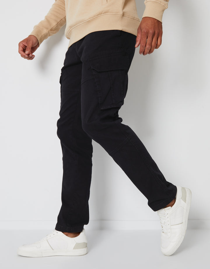 Black Cargo Pocket Stretch Trousers