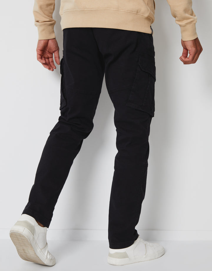 Black Cargo Pocket Stretch Trousers