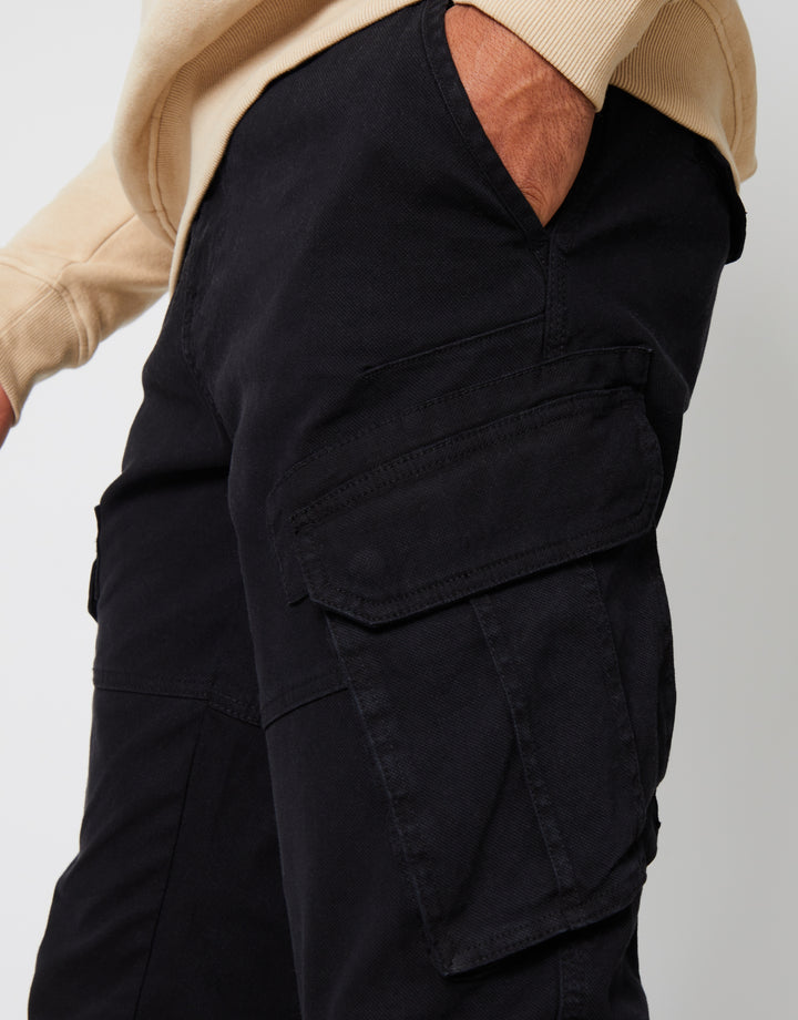 Black Cargo Pocket Stretch Trousers