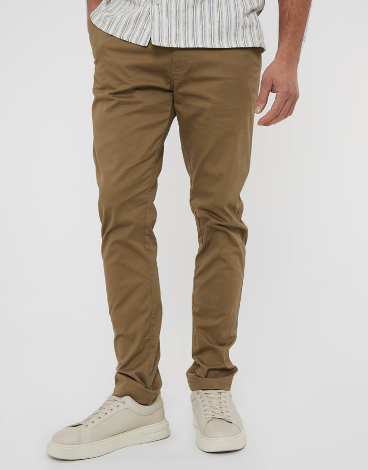 Dark Stone Slim Fit Chino Trousers