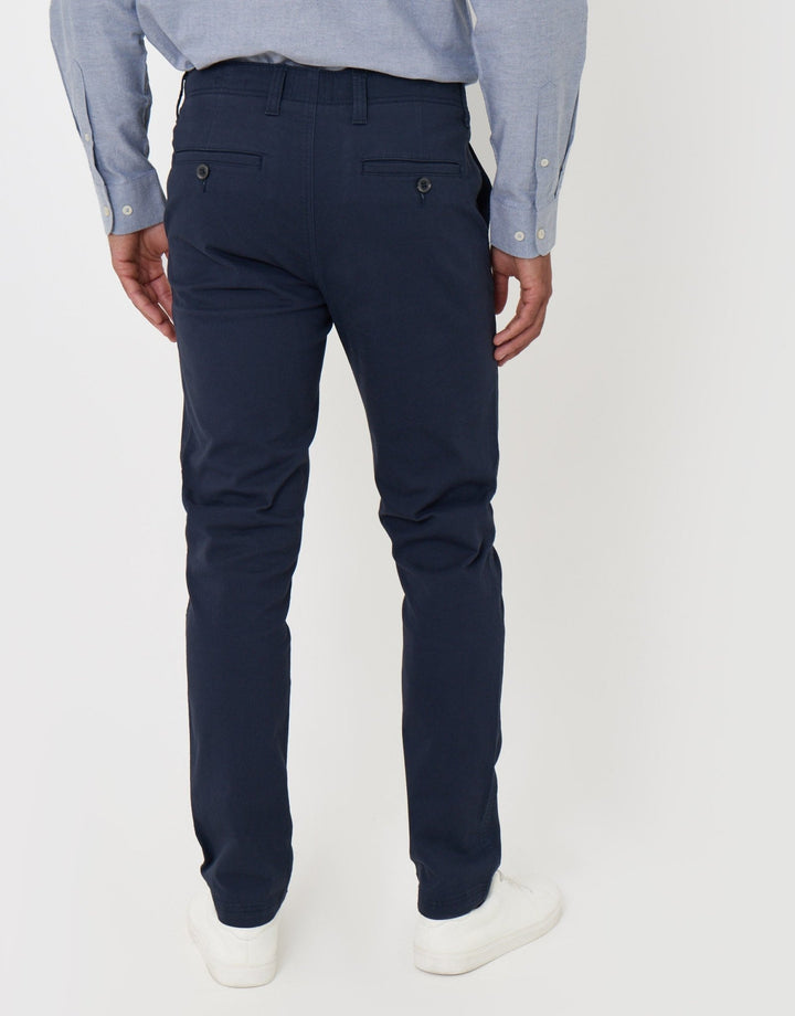 Threadbare Slim Fit Chino Trousers in Navy - back view