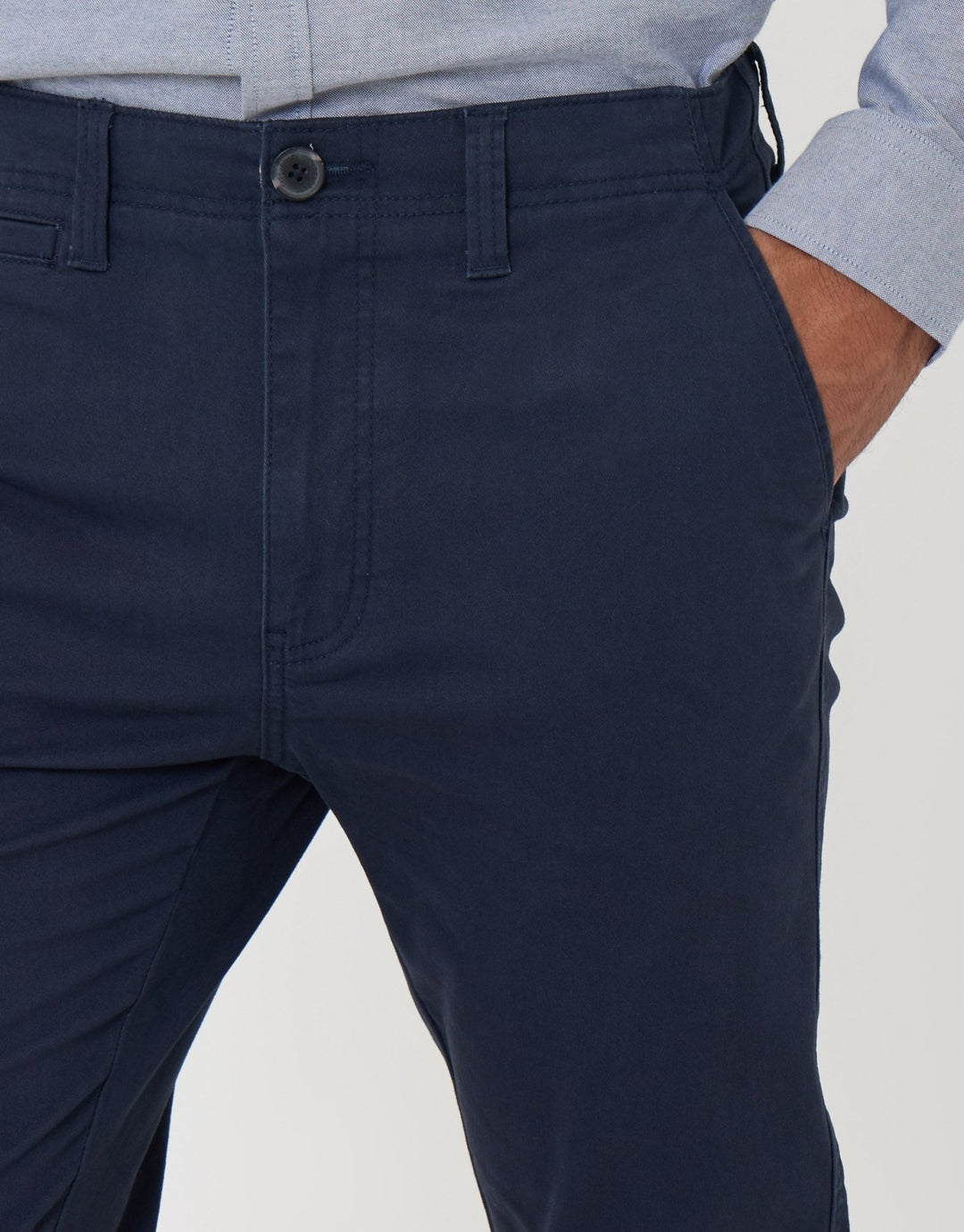 Threadbare Slim Fit Chino Trousers in Navy - close up