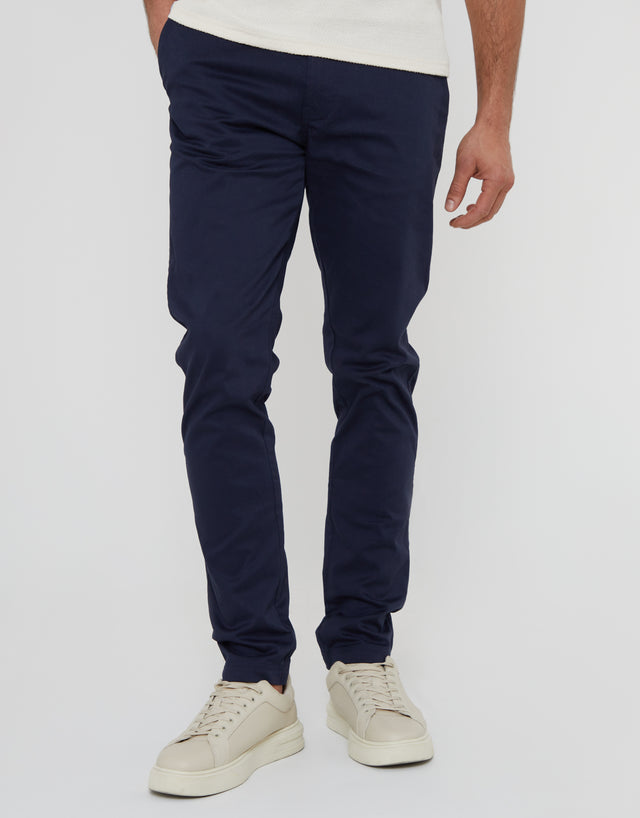 Men's Navy Slim Fit Chino Trousers