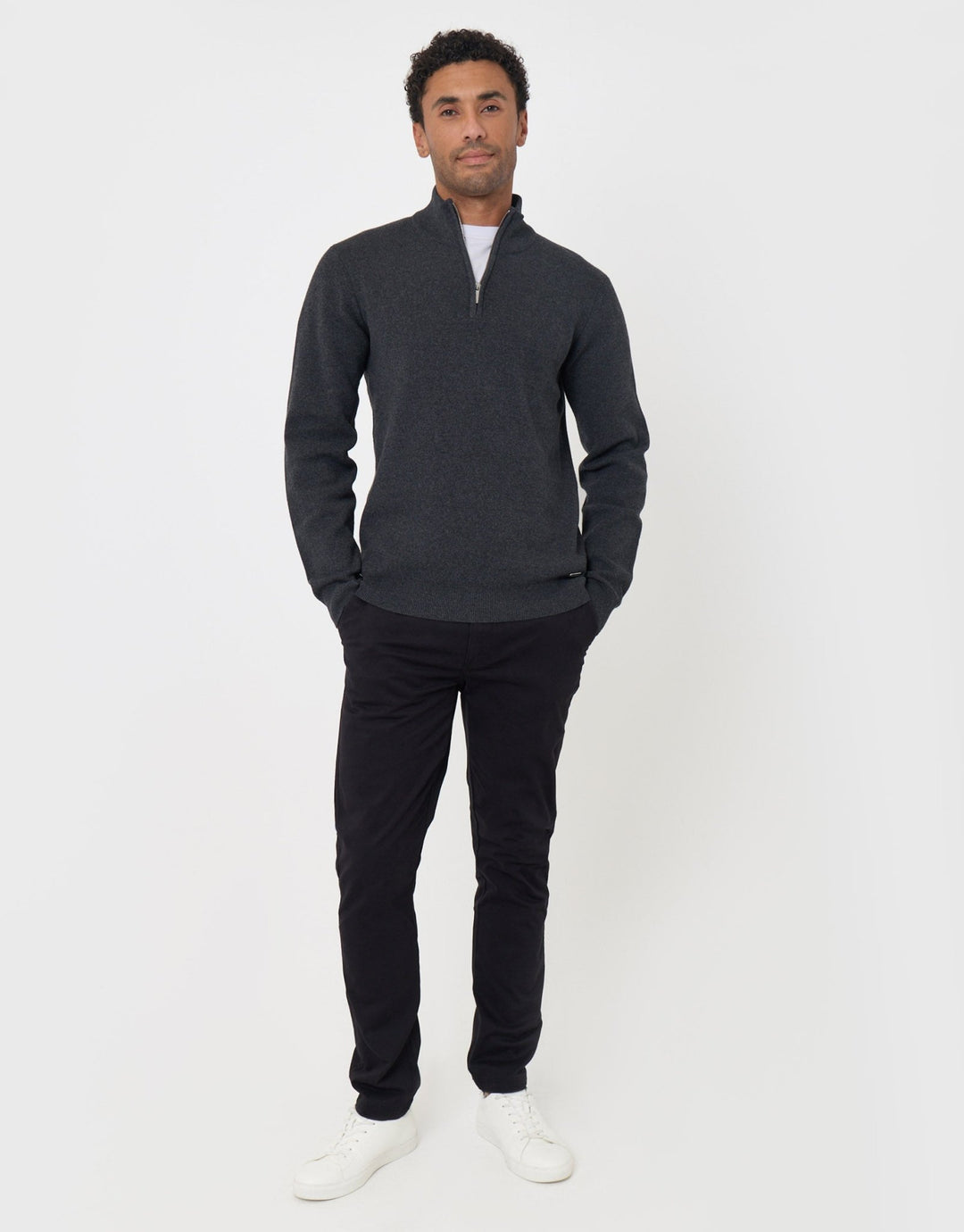 Threadbare Slim Fit Chino Trousers in Black - full body