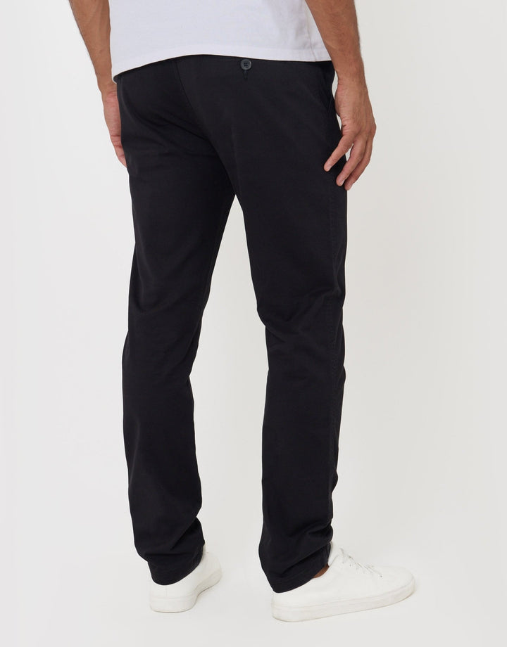 Threadbare Slim Fit Chino Trousers in Black - back view