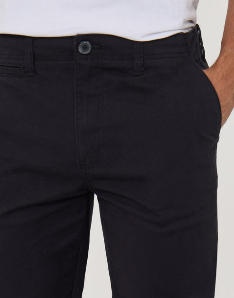 Threadbare Slim Fit Chino Trousers in Black - close up