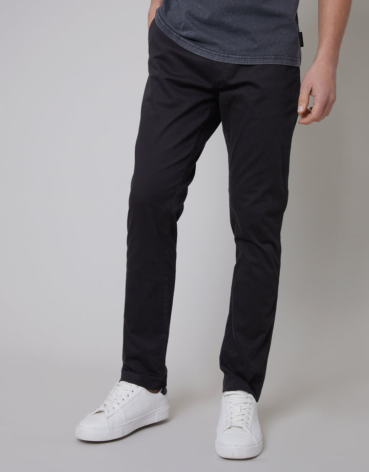Black Slim Fit Chino Trousers