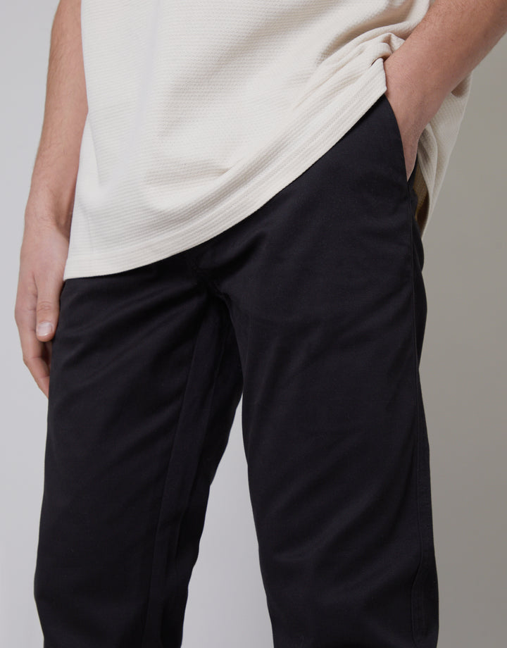 Black Regular Fit Chino Trousers