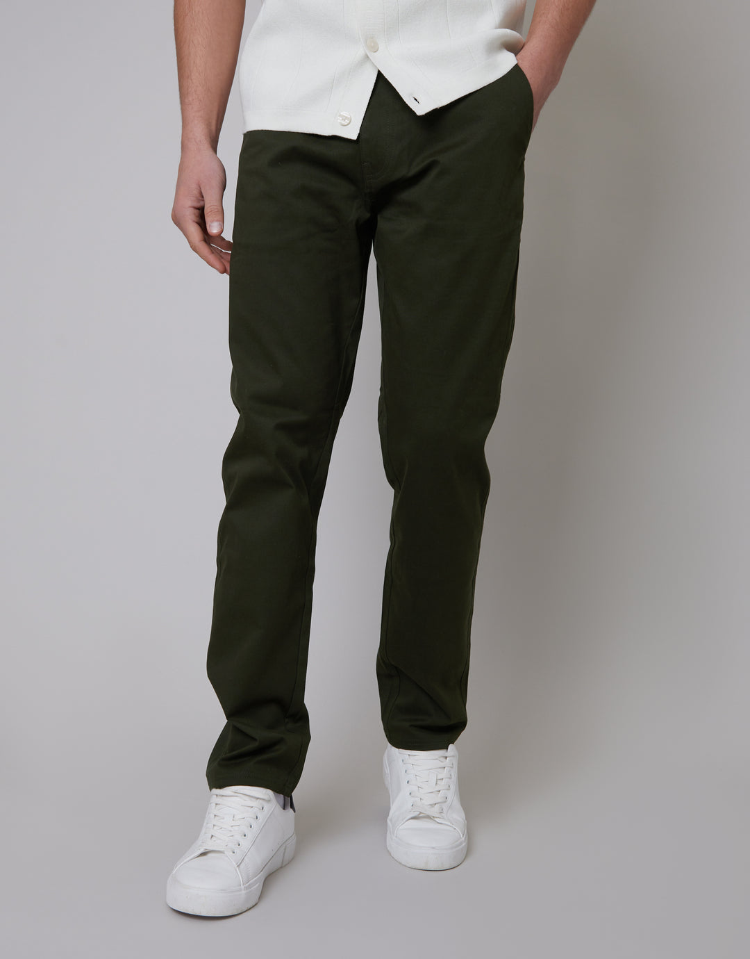 Forest Green Regular Fit Chino Trousers