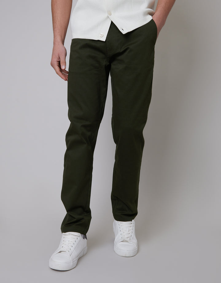 Forest Green Regular Fit Chino Trousers