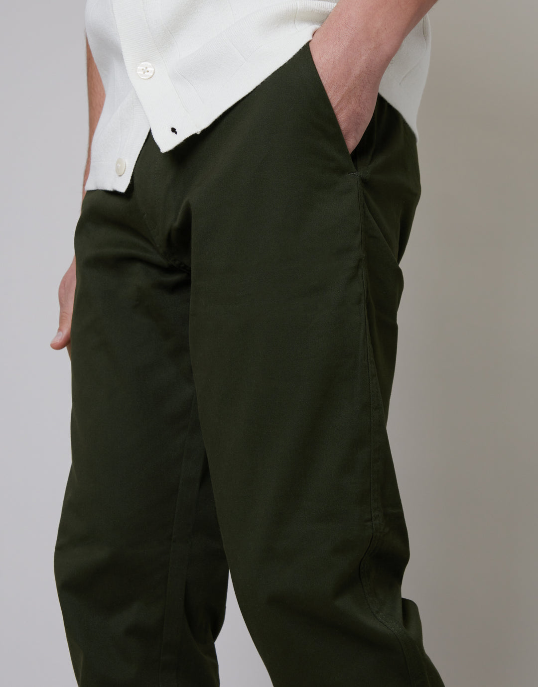 Forest Green Regular Fit Chino Trousers