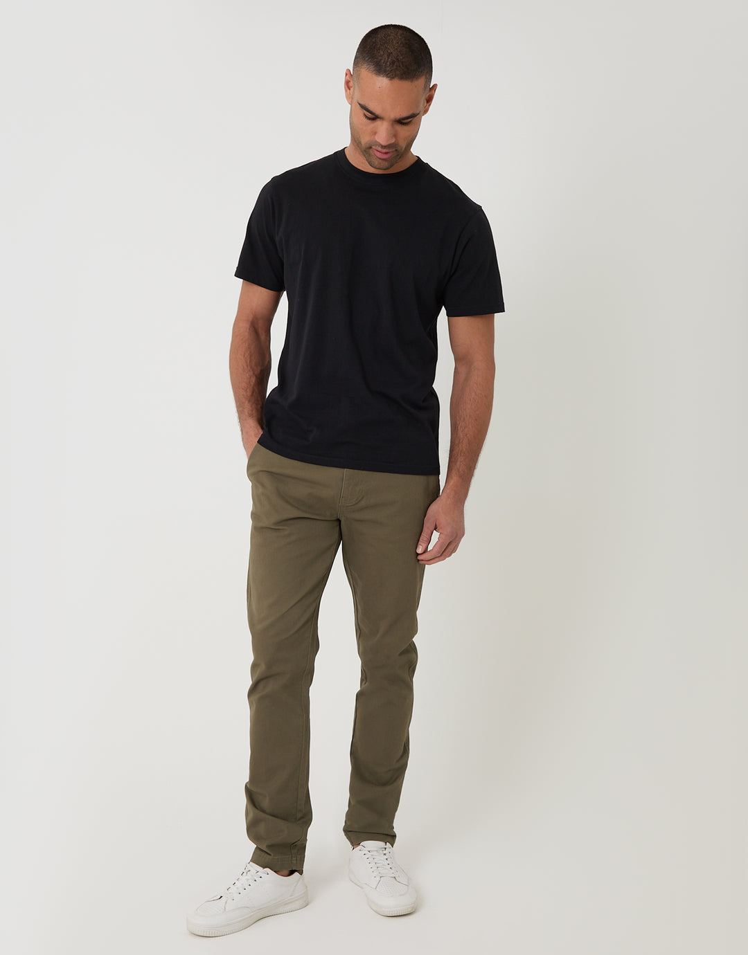 Khaki Green Slim Fit Chino Trousers
