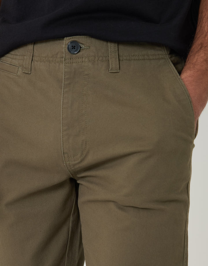 Khaki Green Slim Fit Chino Trousers
