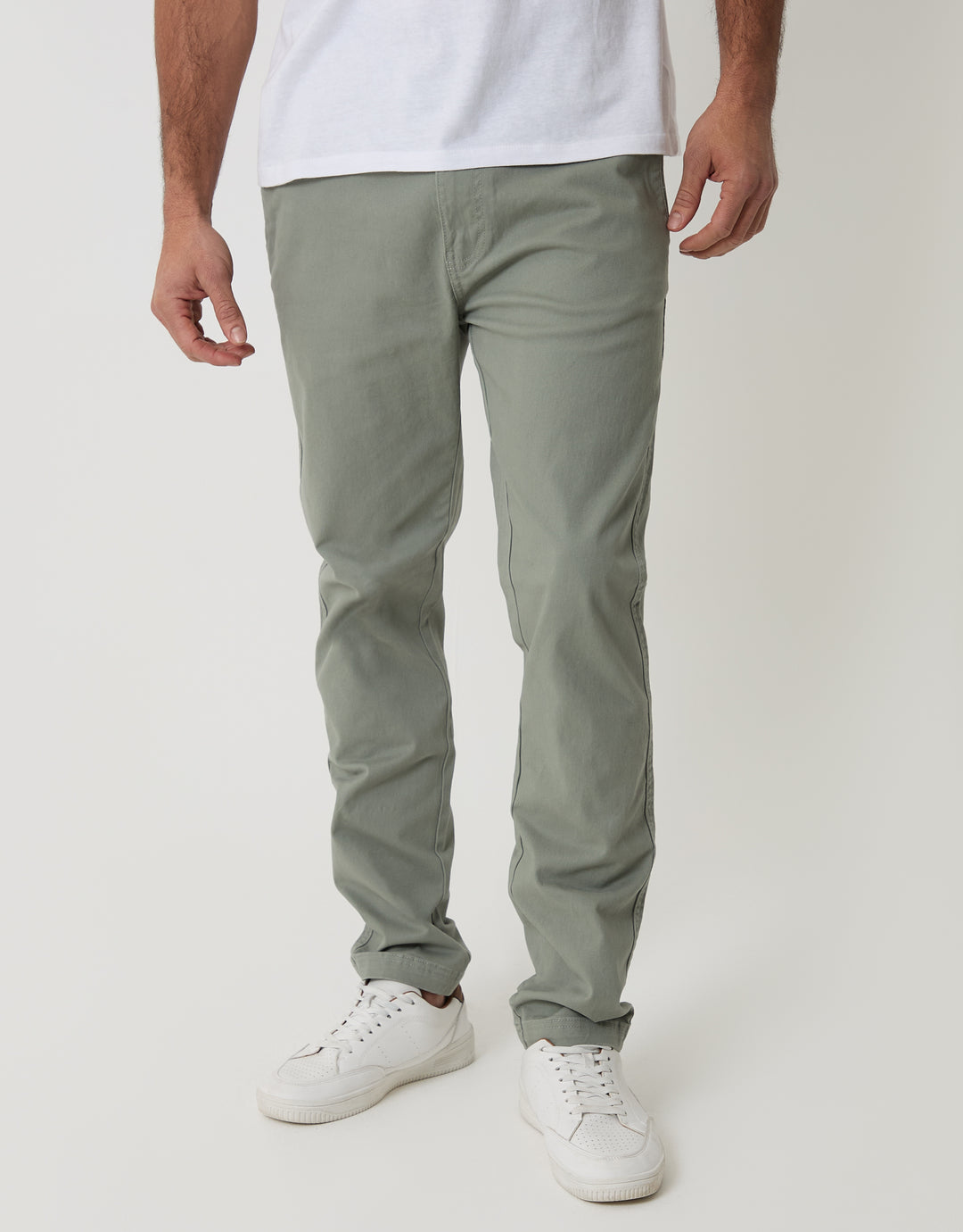 Sage Green Slim Fit Chino Trousers