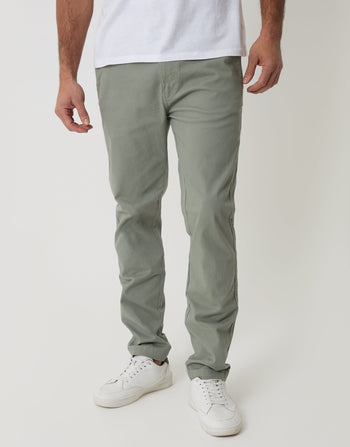 Threadbare Slim Fit Chino Trousers in Sage Green - front view