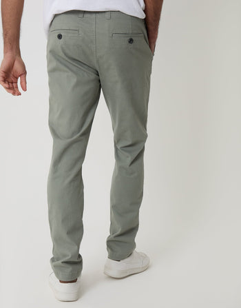 Threadbare Slim Fit Chino Trousers in Sage Green - back view